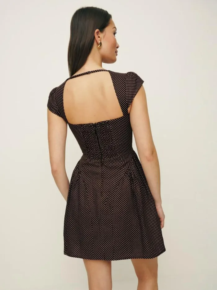 The Reformation Oaklyn Linen Dress Chocolate Chip 8211 Clothing