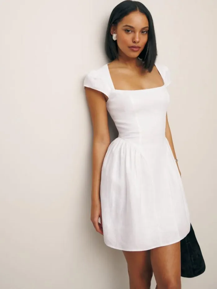 The Reformation Oaklyn Linen Dress White 8211 Clothing