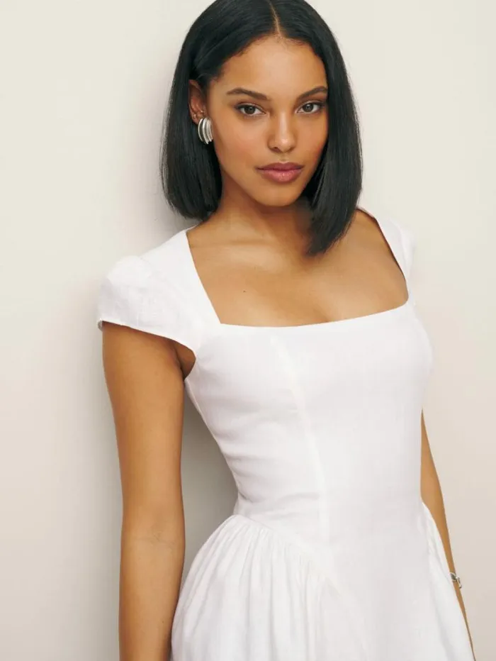 The Reformation Oaklyn Linen Dress White 8211 Clothing
