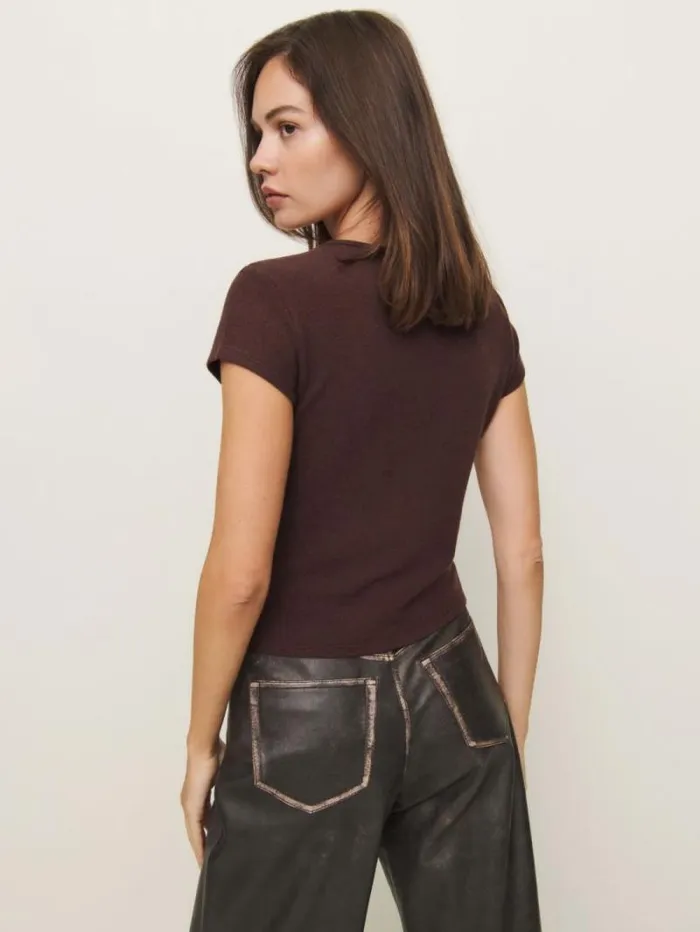 The Reformation Olive Knit Top Mahogany 8211 Clothing
