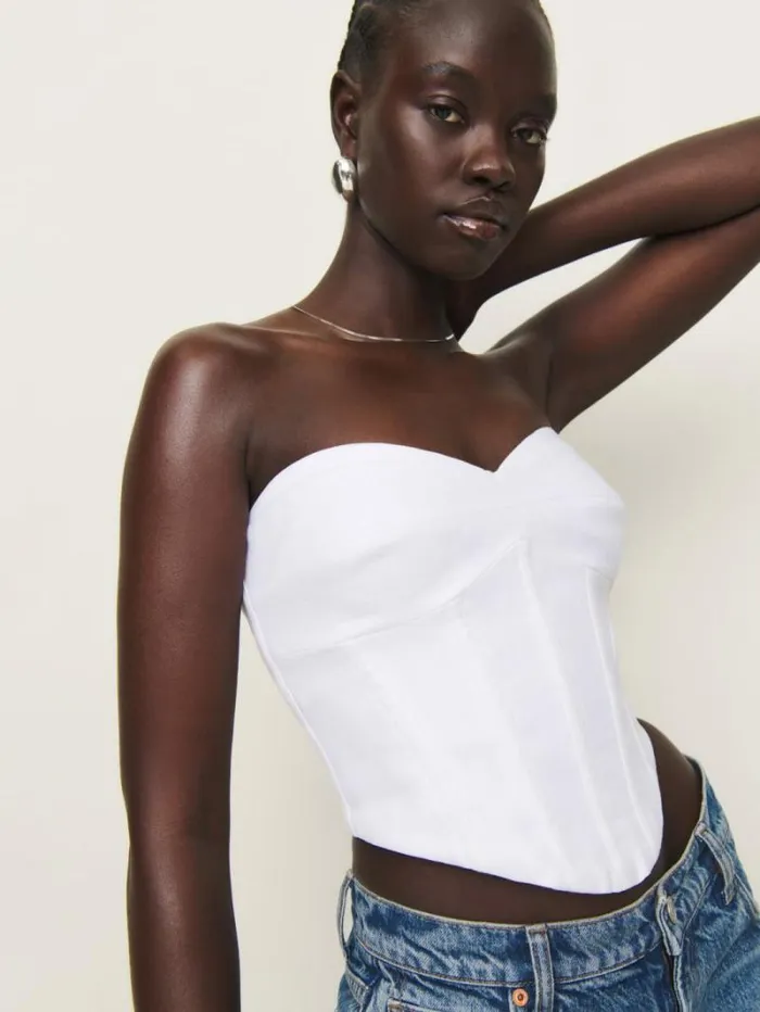 The Reformation Pacie Linen Top White 8211 Clothing