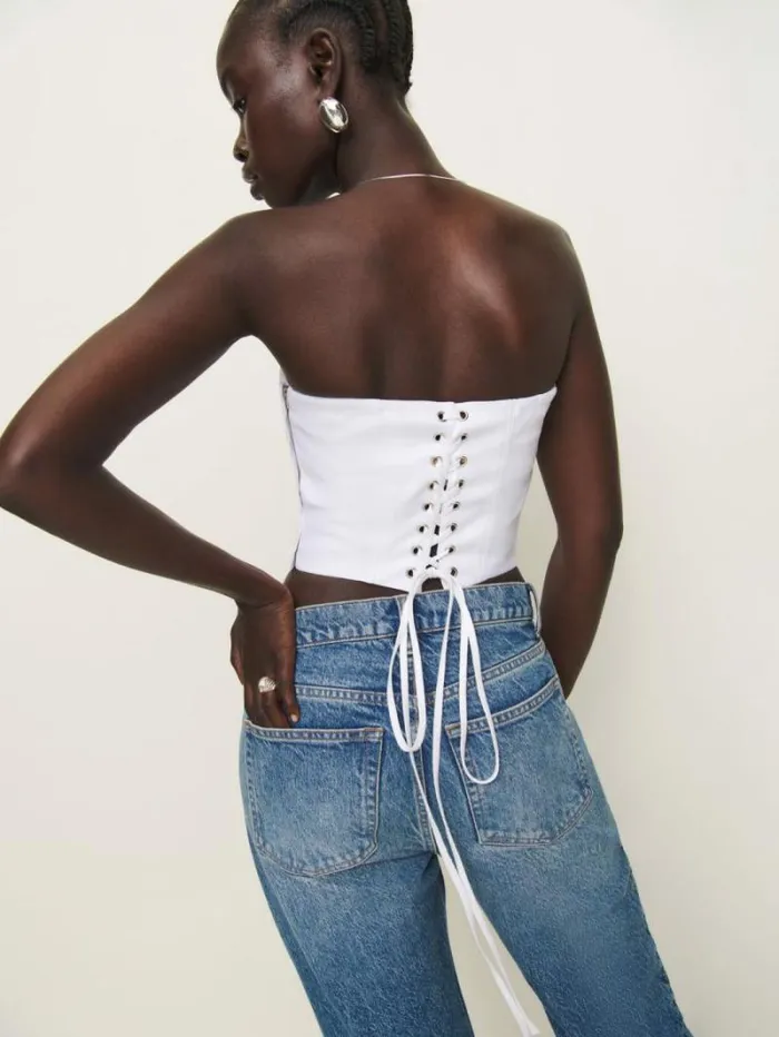 The Reformation Pacie Linen Top White 8211 Clothing