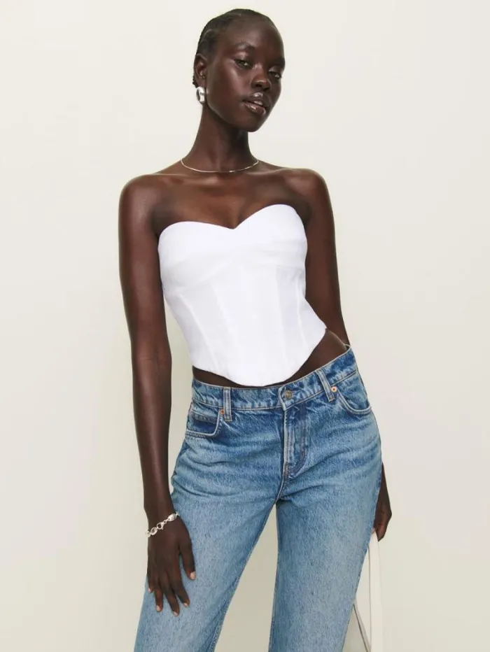 The Reformation Pacie Linen Top White 8211 Clothing