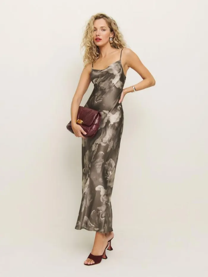 The Reformation Parma Silk Dress Stone Rose 8211 ClothingWeddings