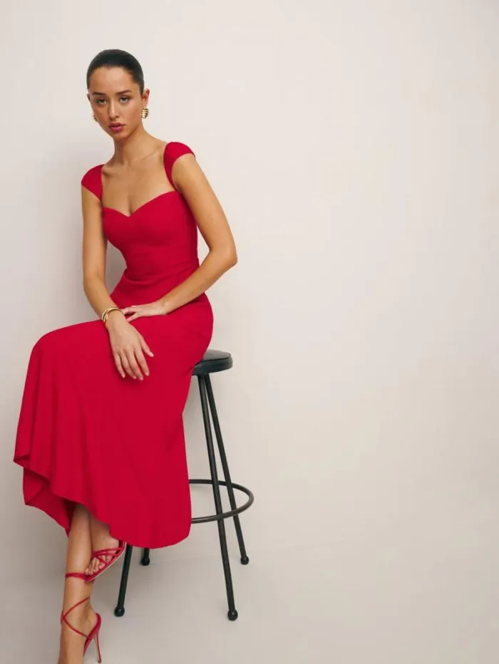 The Reformation Petites Bryson Dress Cherry 8211 Clothing
