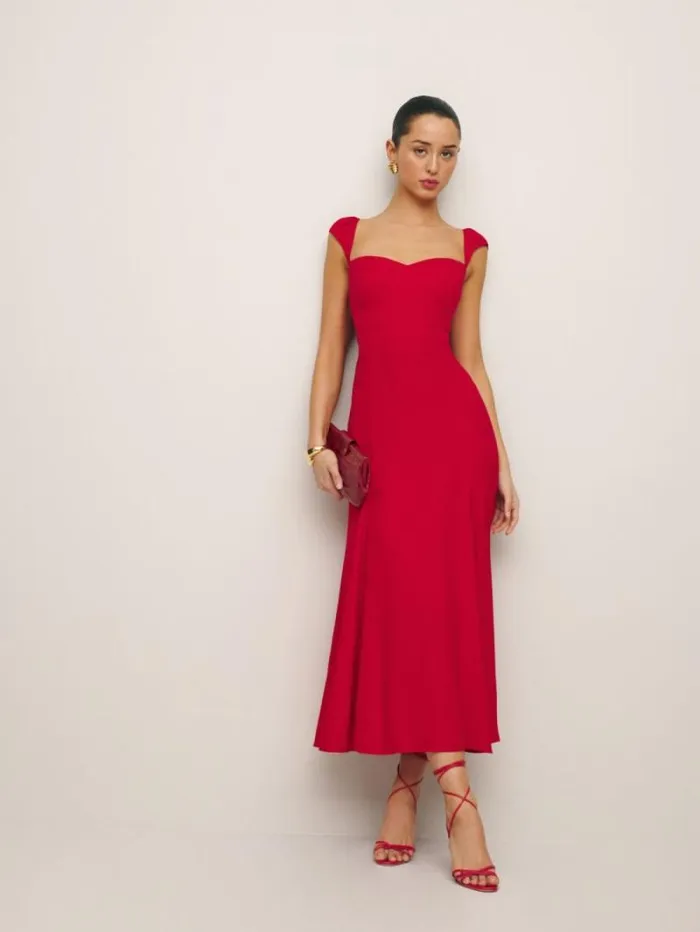 The Reformation Petites Bryson Dress Cherry 8211 Clothing