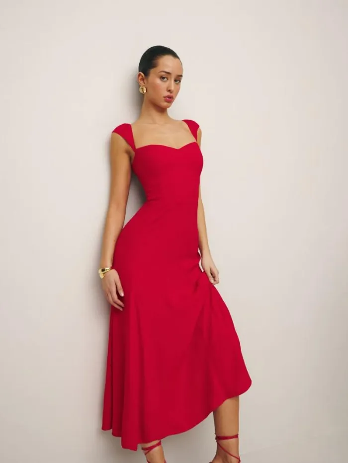 The Reformation Petites Bryson Dress Cherry 8211 Clothing