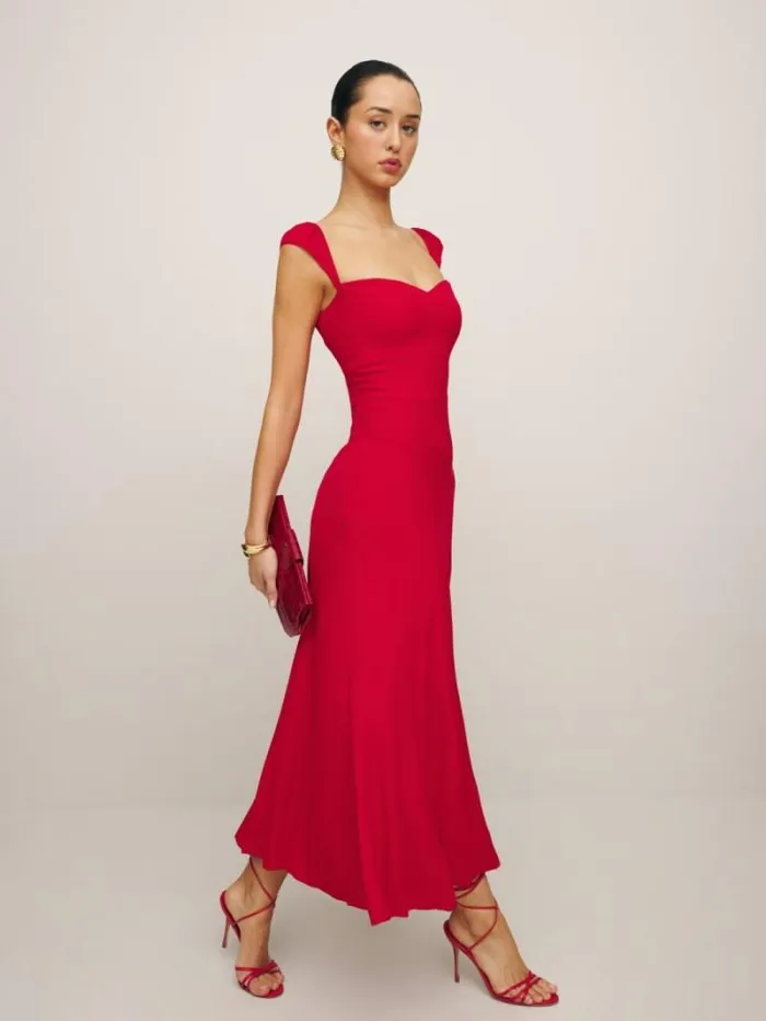 The Reformation Petites Bryson Dress Cherry 8211 Clothing