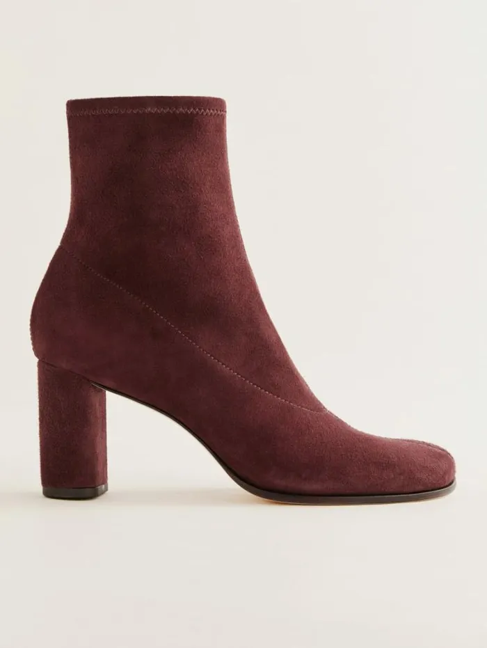 The Reformation Presley Ankle Boot Ruby Stretch Suede 8211 Shoes