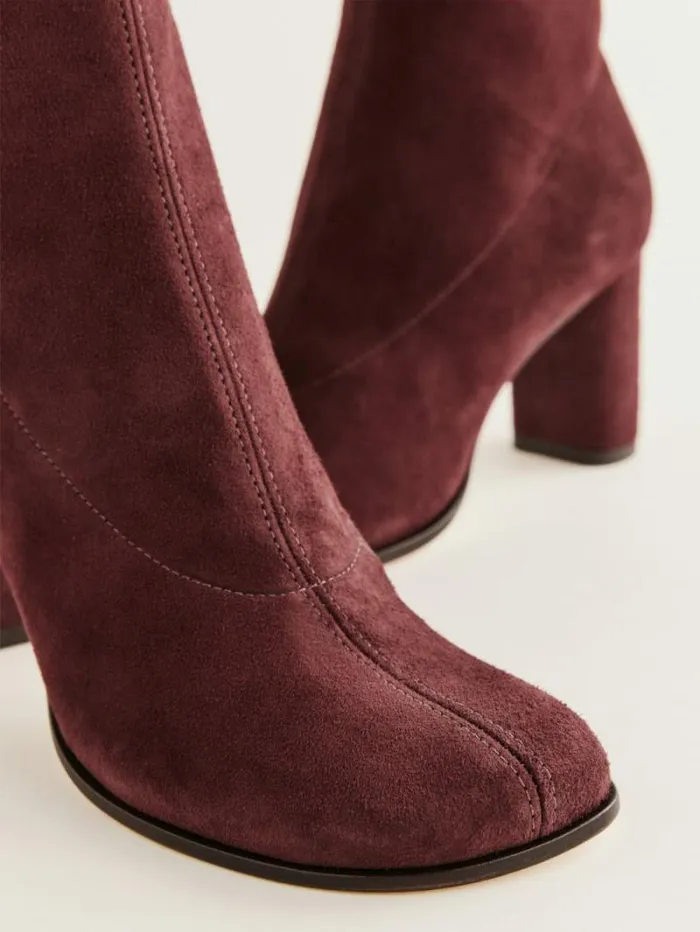 The Reformation Presley Ankle Boot Ruby Stretch Suede 8211 Shoes