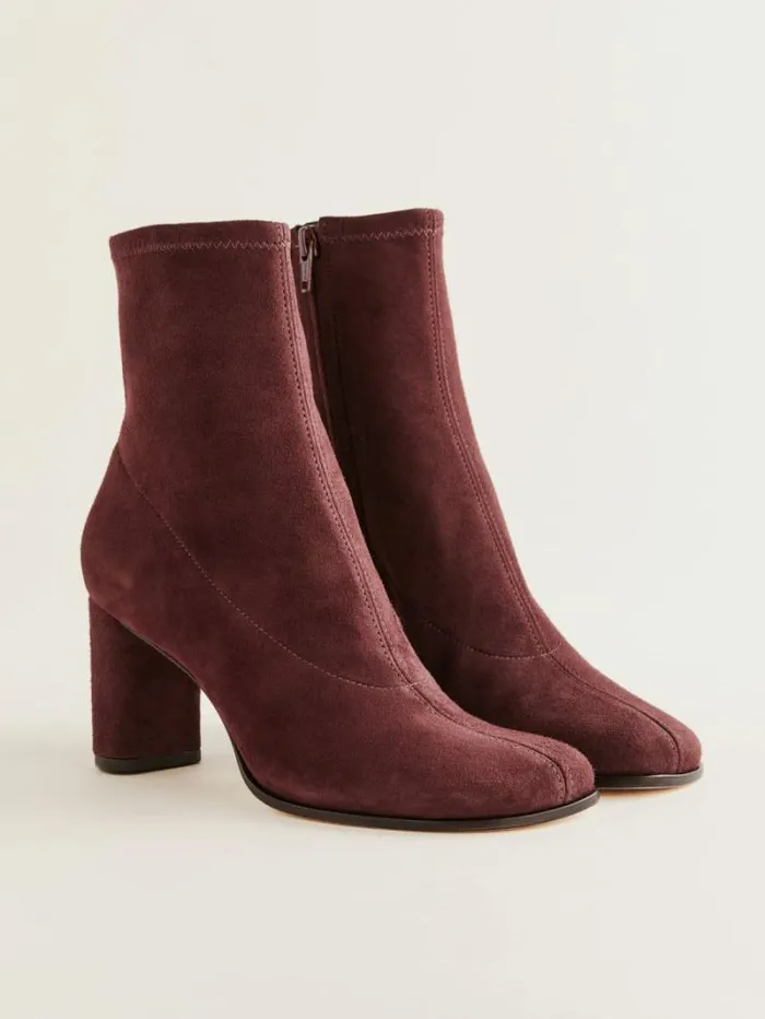 The Reformation Presley Ankle Boot Ruby Stretch Suede 8211 Shoes