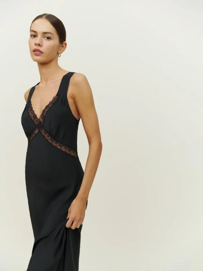 The Reformation Provence Silk Dress Black 8211 Clothing