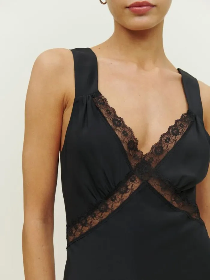 The Reformation Provence Silk Dress Black 8211 Clothing