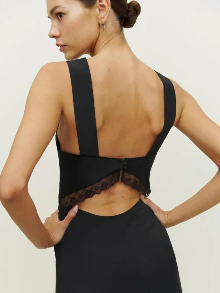 The Reformation Provence Silk Dress Black 8211 Clothing