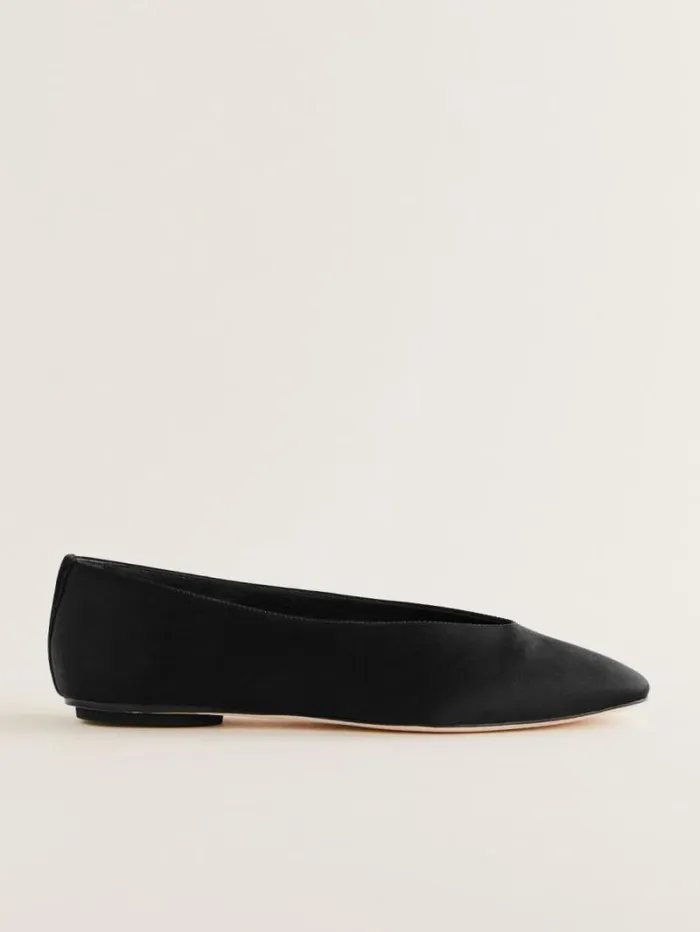 The Reformation Prudence Ballet Flat Black Satin 8211 Shoes