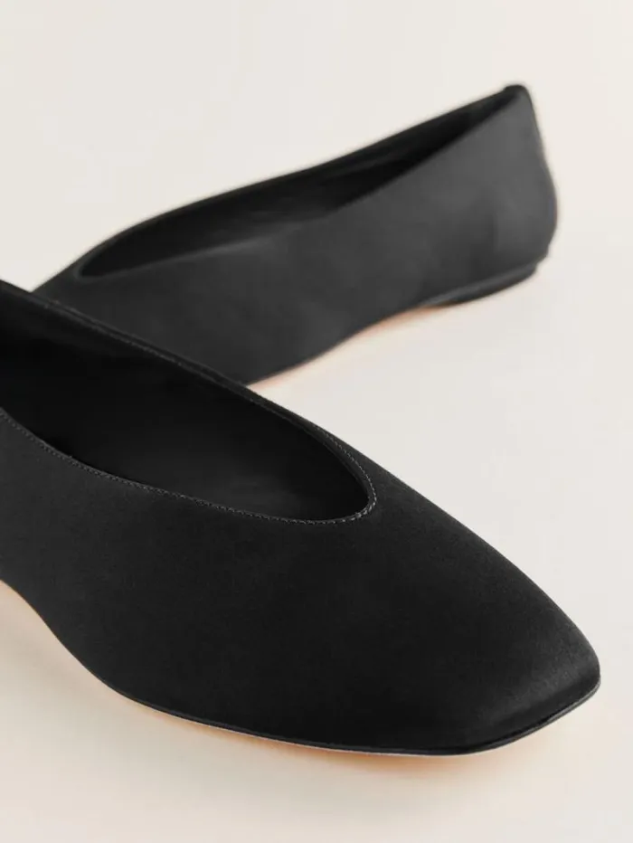 The Reformation Prudence Ballet Flat Black Satin 8211 Shoes
