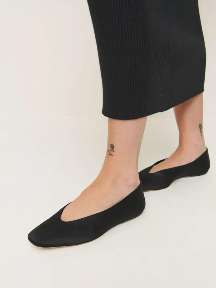 The Reformation Prudence Ballet Flat Black Satin 8211 Shoes