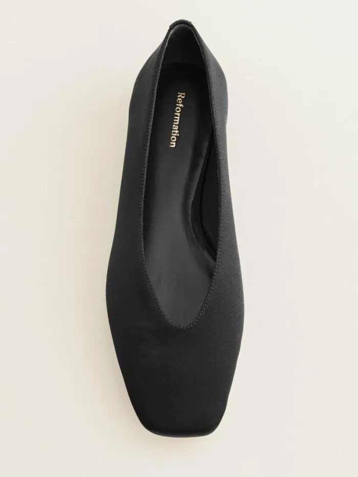 The Reformation Prudence Ballet Flat Black Satin 8211 Shoes