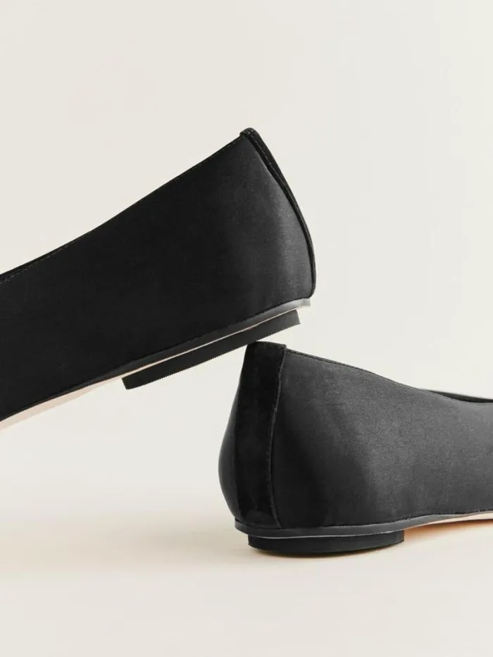 The Reformation Prudence Ballet Flat Black Satin 8211 Shoes