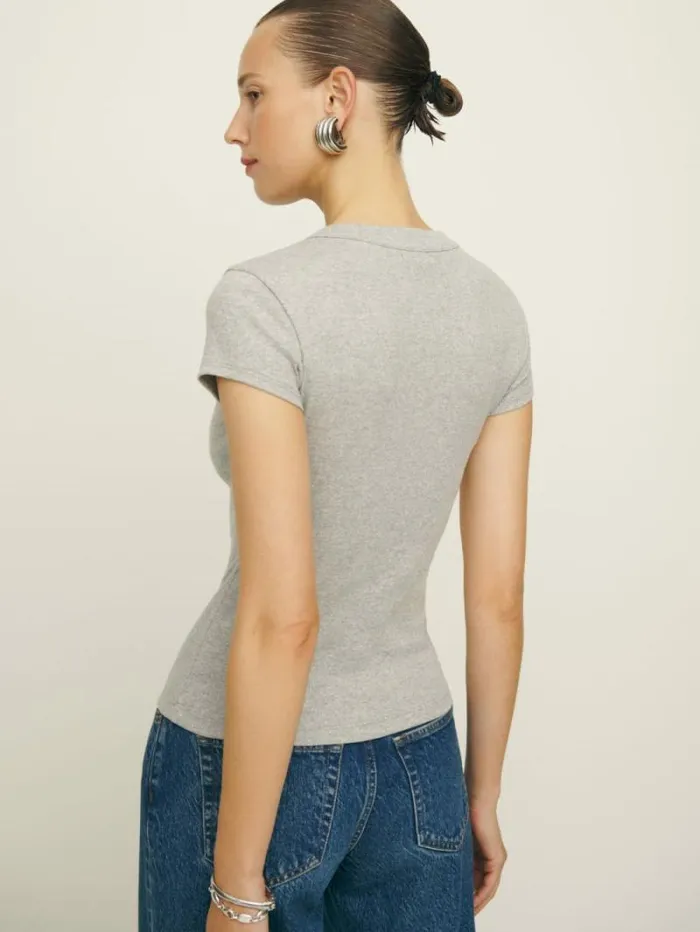 The Reformation Raelynn Knit Top Heather Grey 8211 Clothing