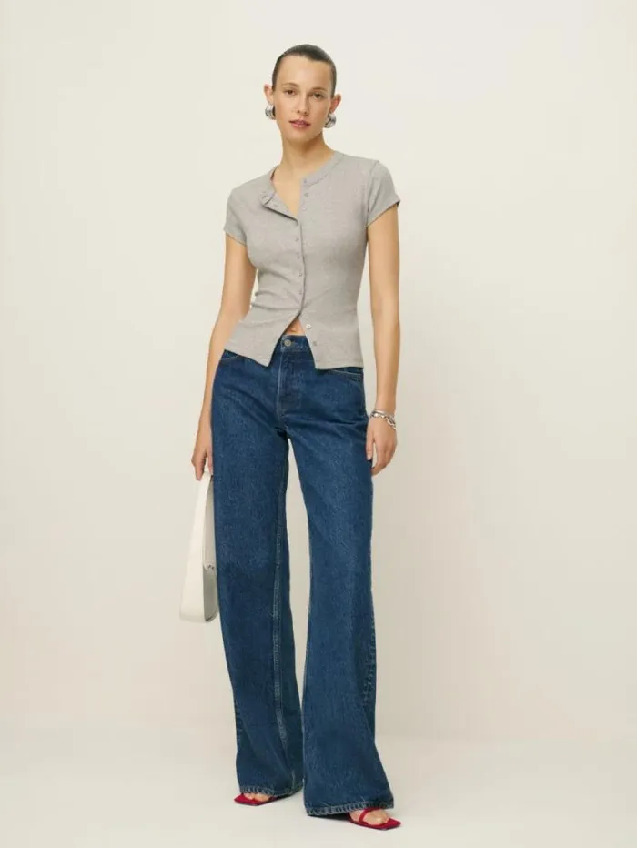 The Reformation Raelynn Knit Top Heather Grey 8211 Clothing
