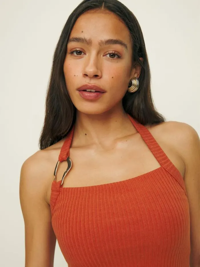 The Reformation Ramona Knit Top Blood Orange 8211 Clothing