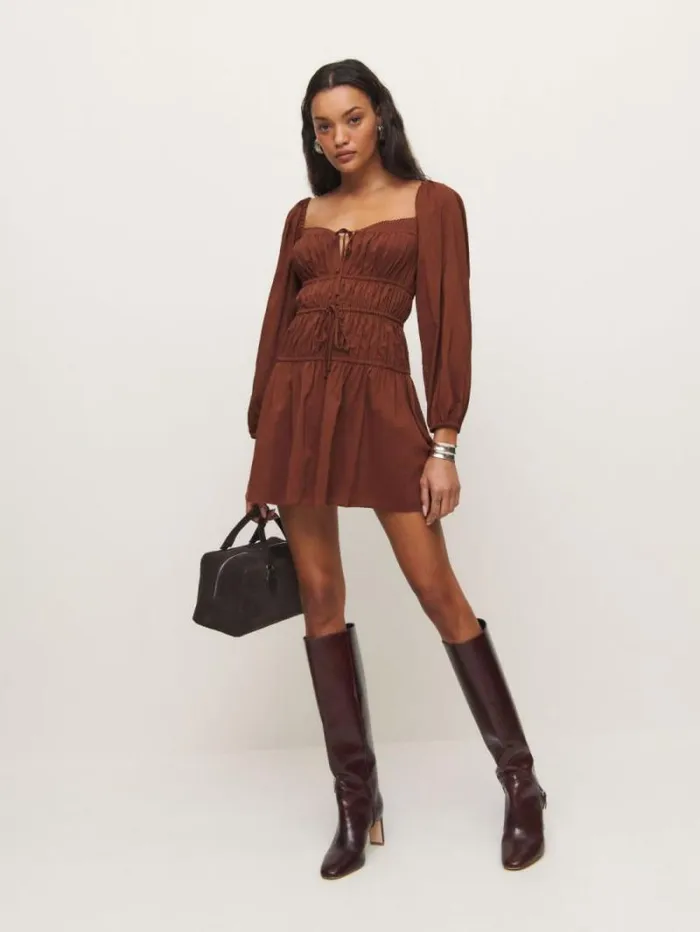 The Reformation Rella Dress Fig Jam 8211 Clothing