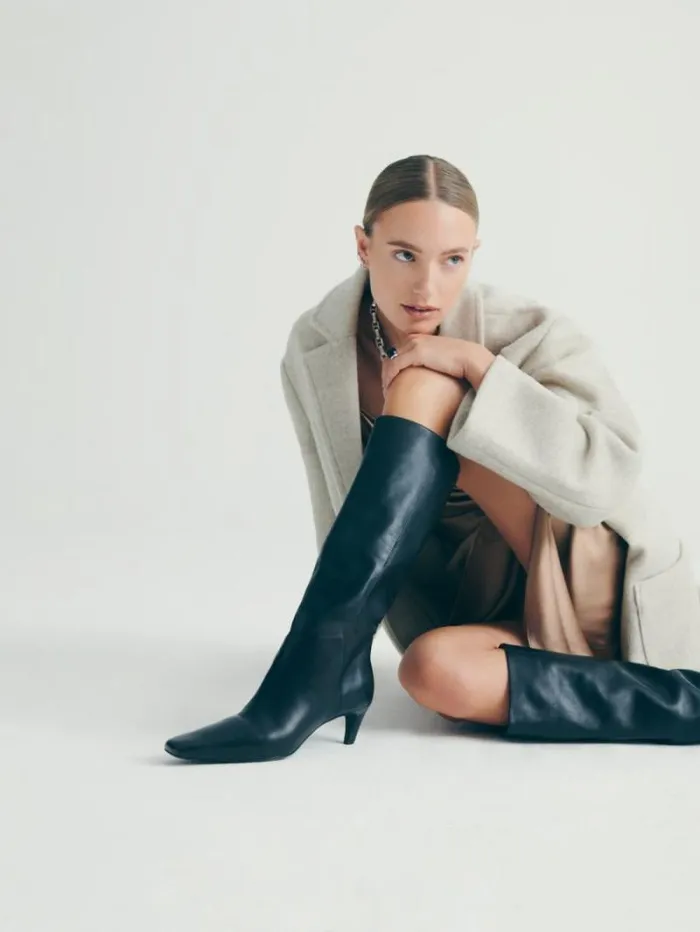 The Reformation Remy Knee Boot Black Leather 8211 Shoes