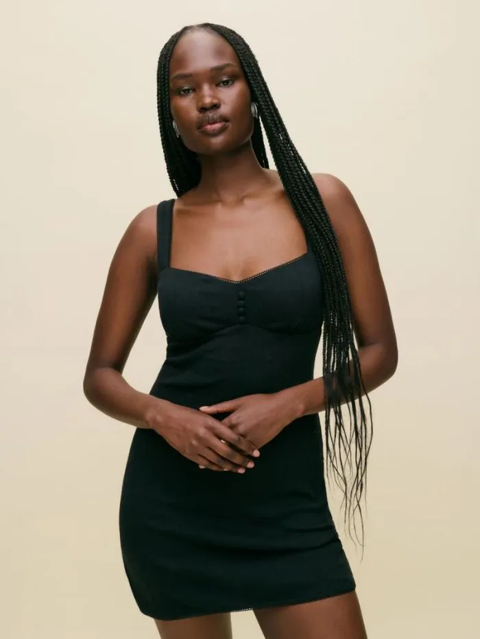The Reformation Rhea Pointelle Dress Black 8211 Clothing