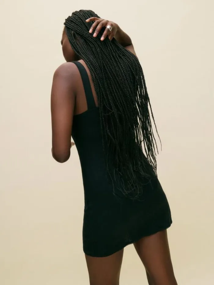 The Reformation Rhea Pointelle Dress Black 8211 Clothing