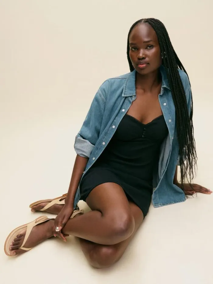 The Reformation Rhea Pointelle Dress Black 8211 Clothing