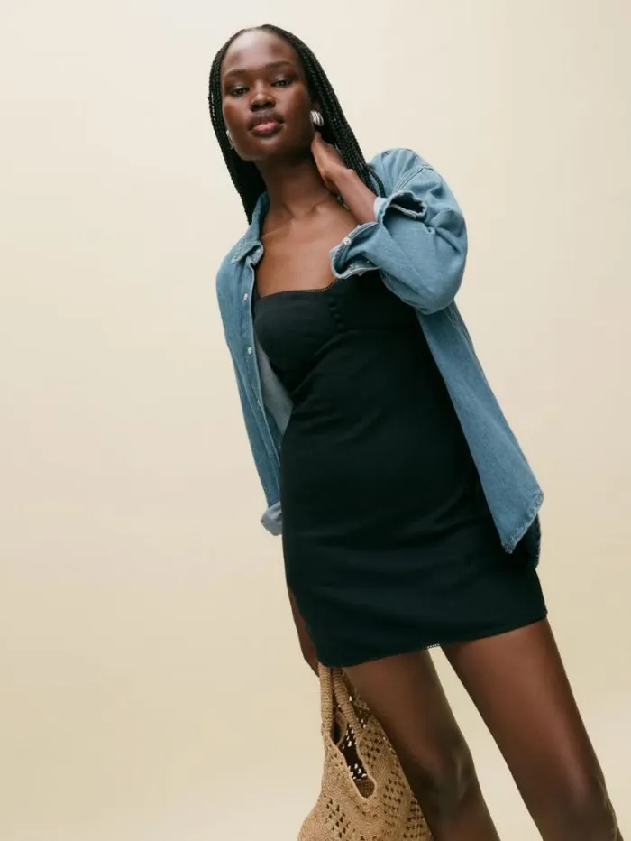 The Reformation Rhea Pointelle Dress Black 8211 Clothing