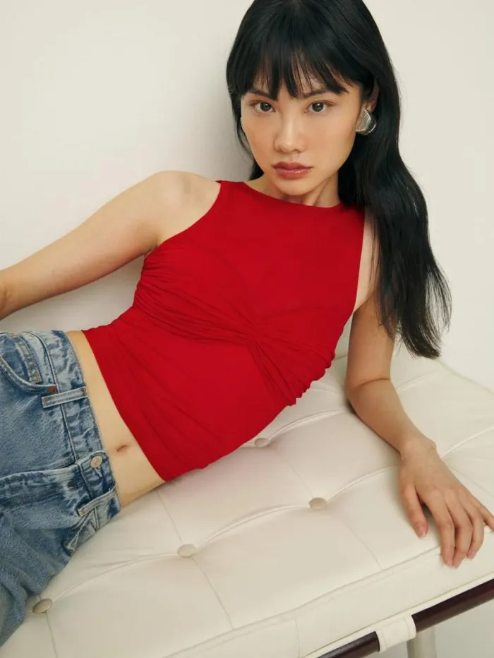The Reformation Rose Knit Top Red 8211 Clothing