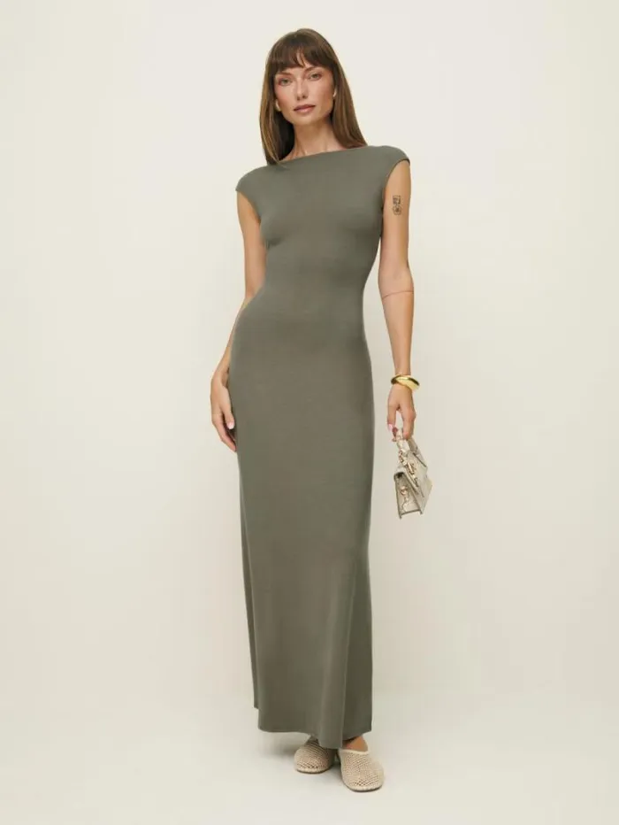The Reformation Sabine Knit Dress Poppyseed 8211 Clothing