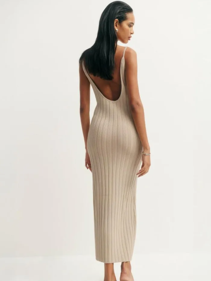 The Reformation Samantha Cotton Sweater Dress Coyote 8211 Clothing