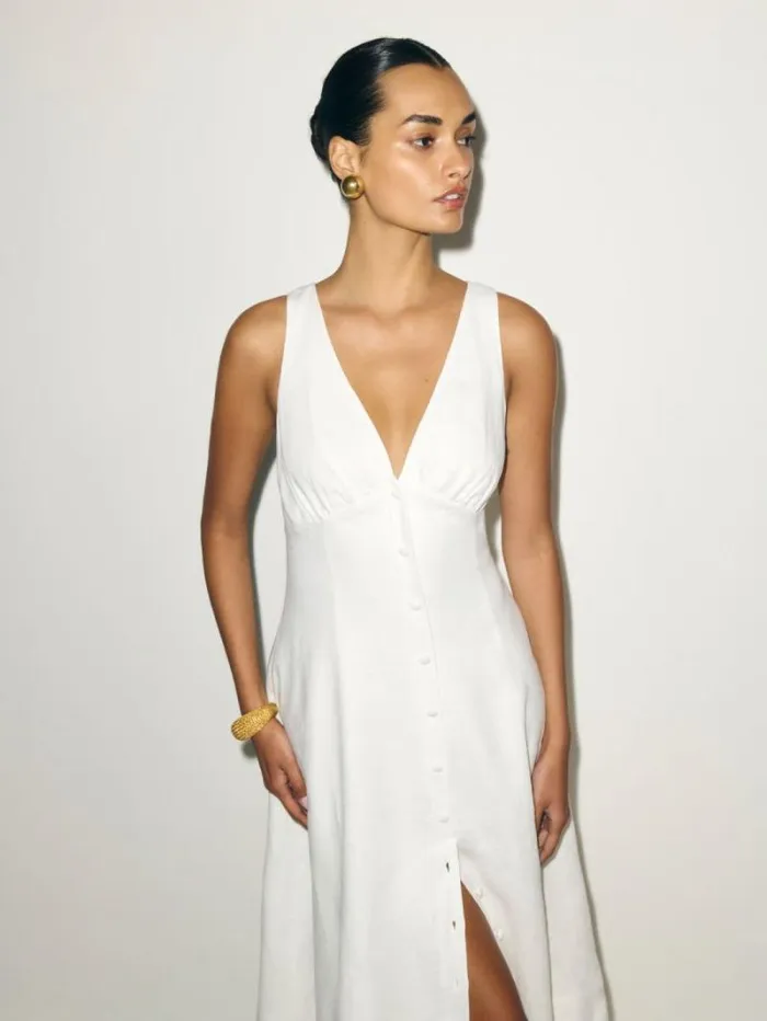 The Reformation Sebastien Linen Dress White 8211 Clothing