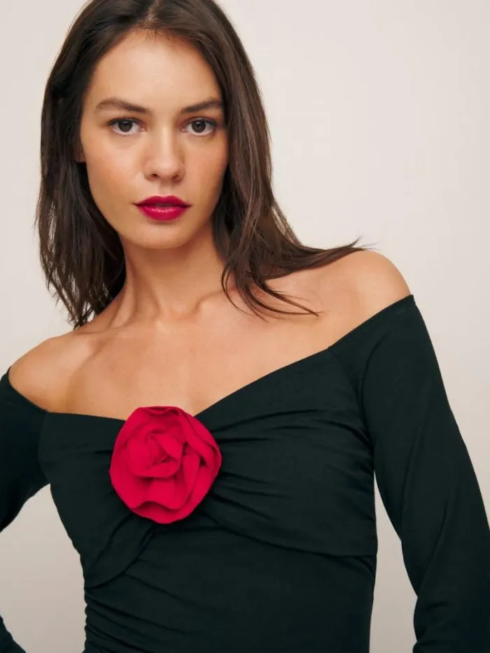 The Reformation Shaye Knit Top Black And Red 8211 Clothing