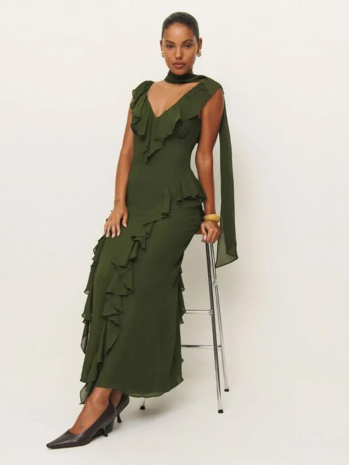 The Reformation Silvana Dress Fern Green 8211 ClothingWeddings