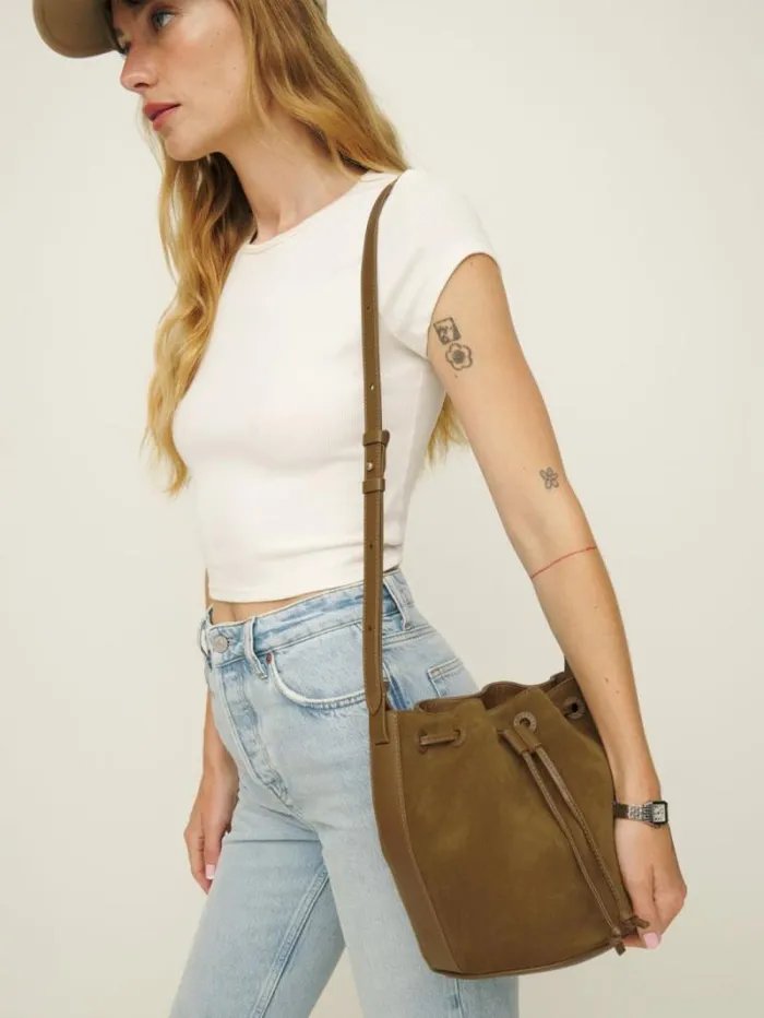 The Reformation Small Ornellia Bucket Bag Bog 8211 Bags