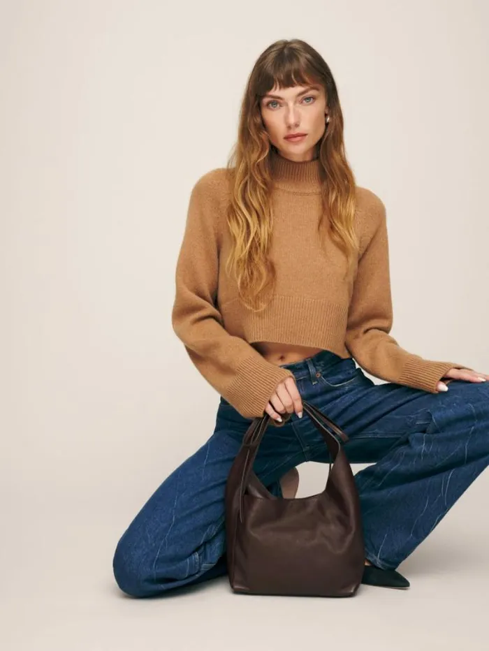 The Reformation Small Vittoria Tote Tobacco Leather 8211 Bags