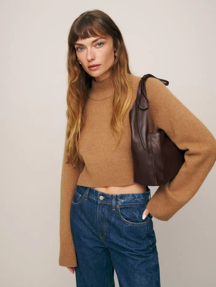 The Reformation Small Vittoria Tote Tobacco Leather 8211 Bags