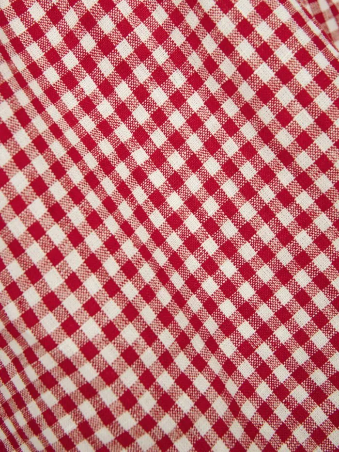 The Reformation Sora Linen Dress Tomato Check 8211 Clothing