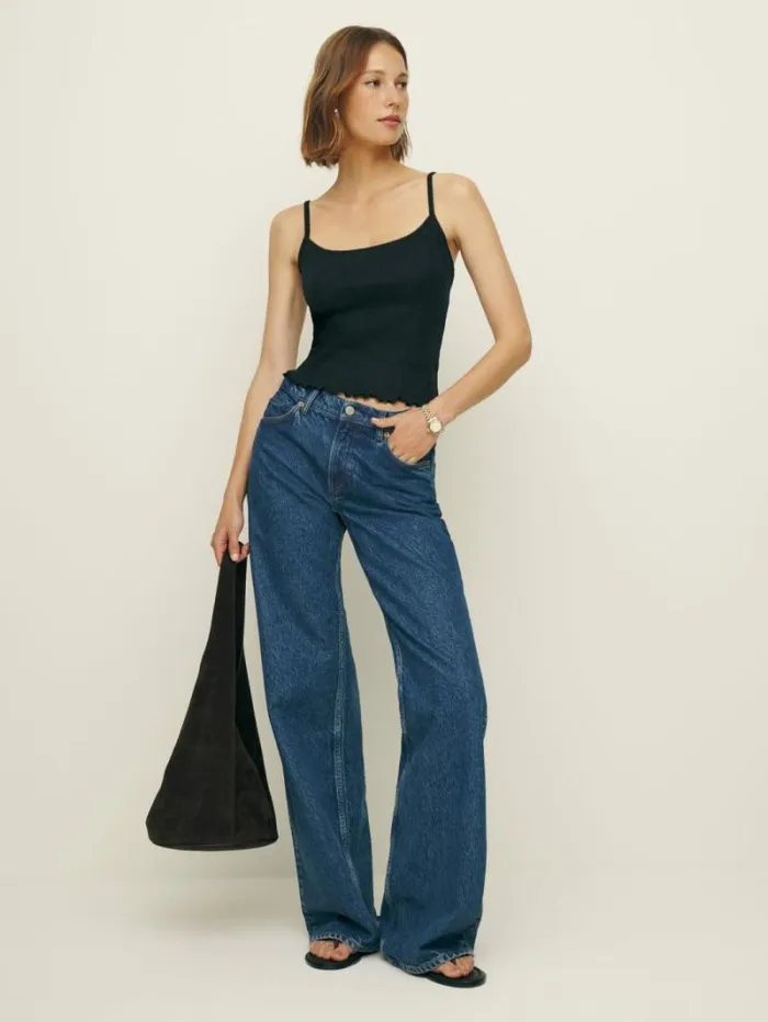 The Reformation Soraya Pointelle Knit Top Black 8211 Clothing