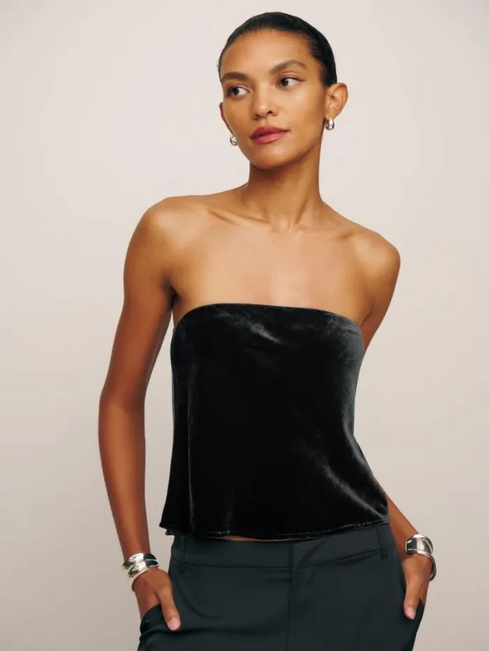 The Reformation Spritz Velvet Top Black 8211 Clothing