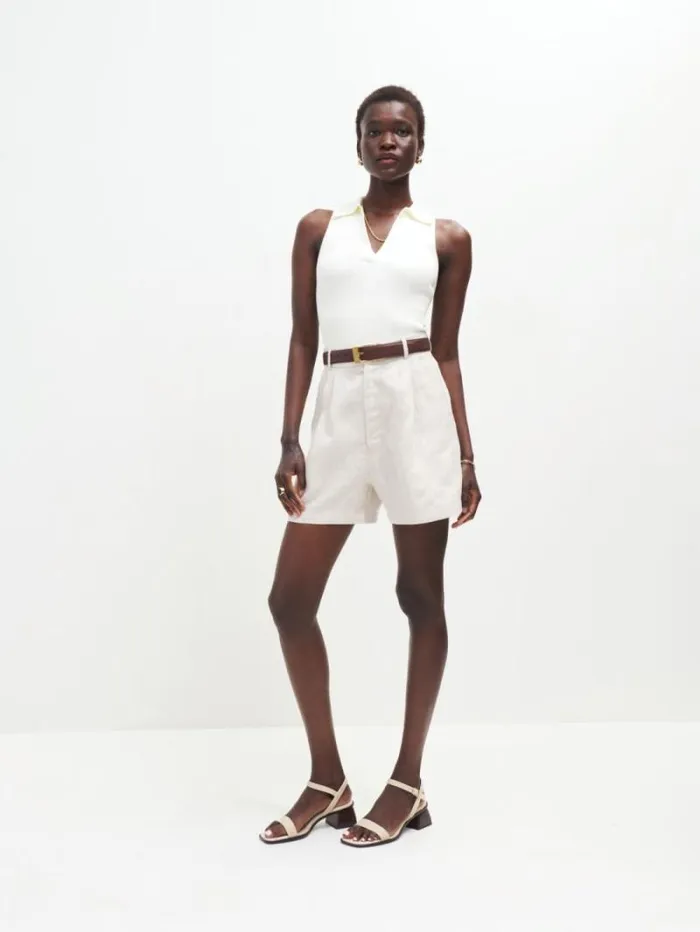 The Reformation Stephanie Heeled Sandal Almond Leather 8211 Shoes