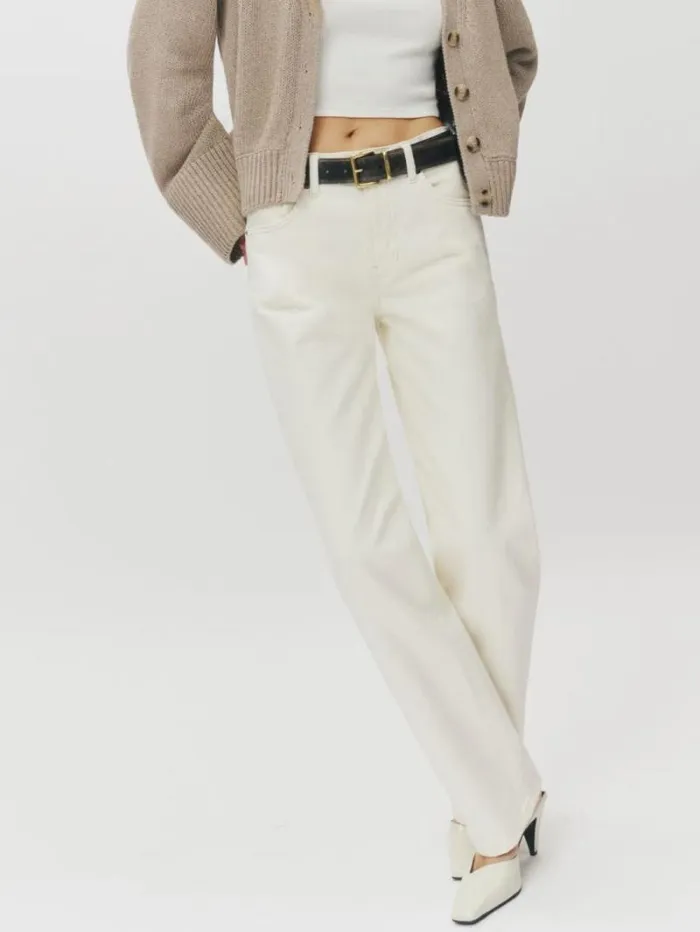 The Reformation Val 90s Mid Rise Straight Jeans Fior Di Latte 8211 Clothing