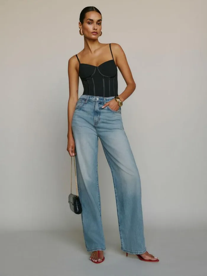 The Reformation Val Livedin Straight Jeans Brandywine 8211 Clothing