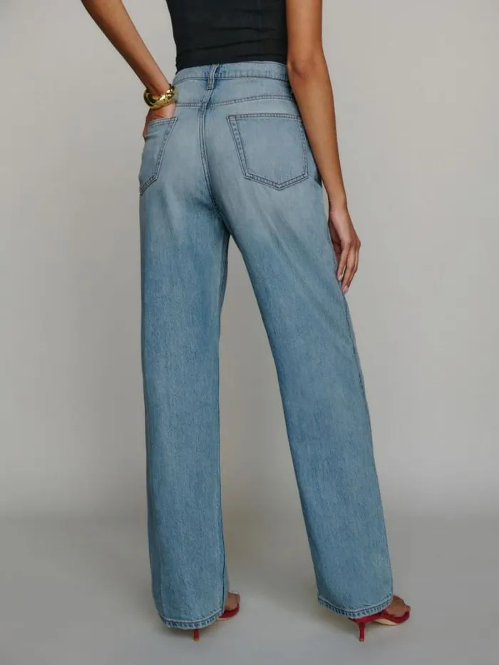 The Reformation Val Livedin Straight Jeans Brandywine 8211 Clothing