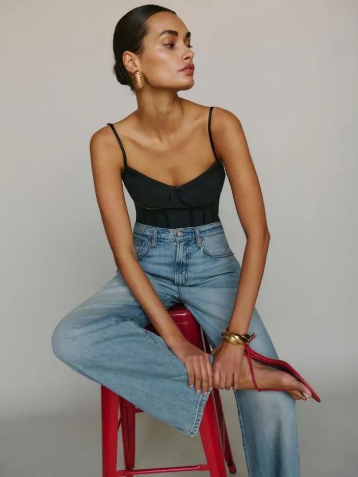 The Reformation Val Livedin Straight Jeans Brandywine 8211 Clothing