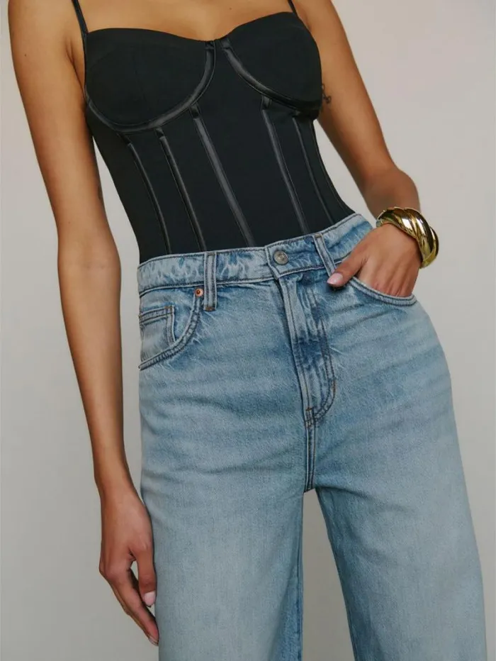 The Reformation Val Livedin Straight Jeans Brandywine 8211 Clothing